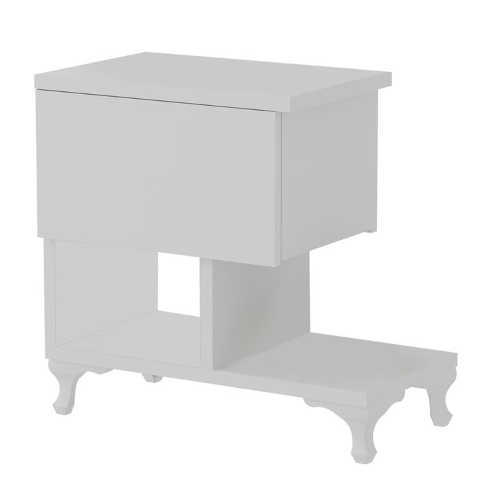 Hanah Home Mesilla de Noche Blanca 46.8cm Ancho x 46.8cm Alto x 33cm Fondo